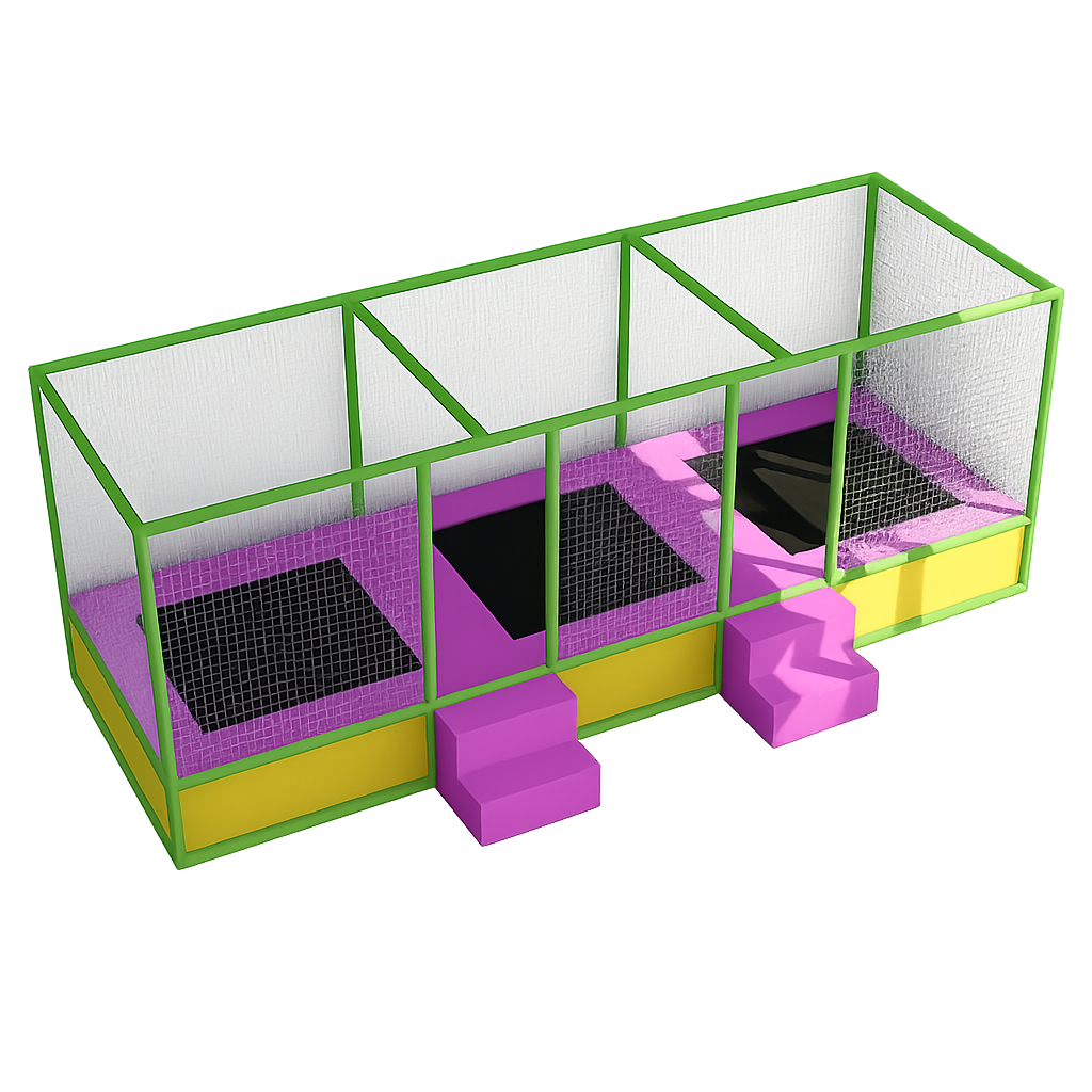 Rectangular trampoline "Pogo 4" (three sections) 2x6 for active recreation and entertainment